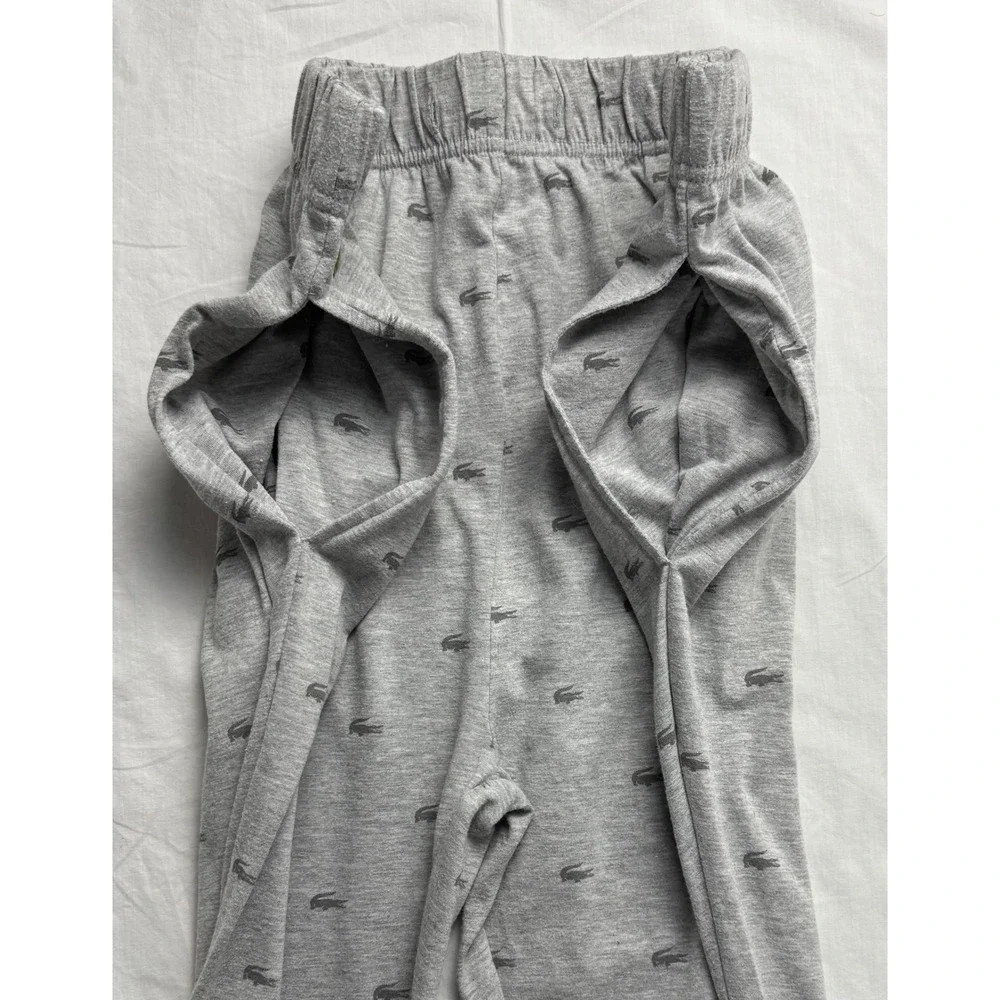 Lacoste Mens Gray All Over Logo Print Sleepwear Jogger lounge Pajama Pants Small - Picture 6 of 12